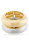 Shashi Mixed Metal Set Of Two Hinged Bangle Bracelets In Gold