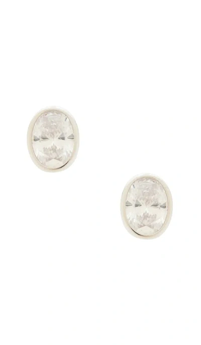 Shashi Oval Bezel Stud In Silver