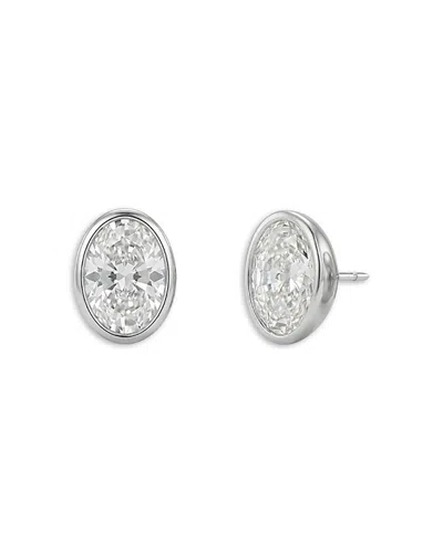 Shashi Oval Cubic Zirconia Bezel Stud Earrings In Metallic