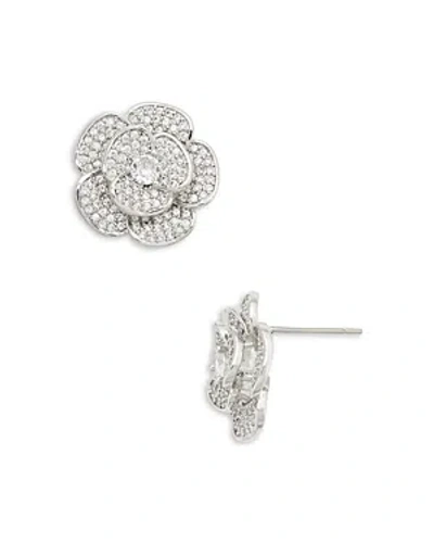 Shashi Pave Rose Stud Earrings In Silver