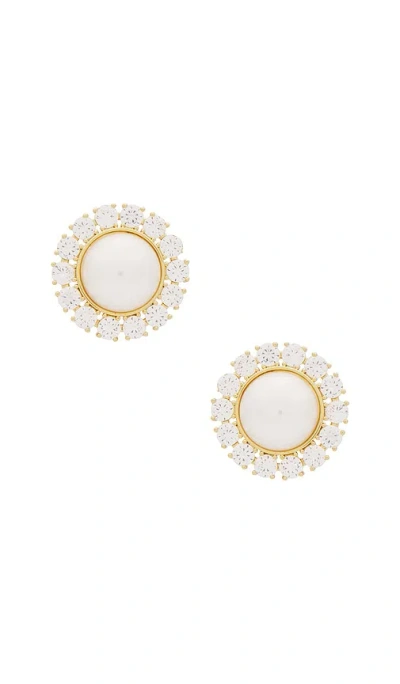 Shashi Pearl Dome Pave Earring In 珍珠