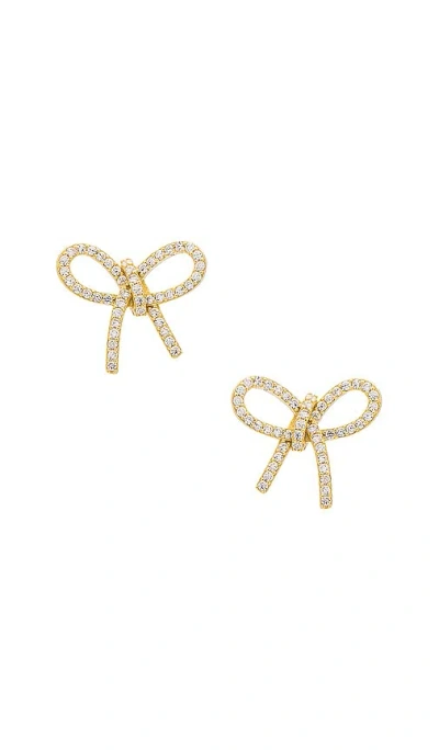 Shashi Petite Pave Bow Stud In 金色