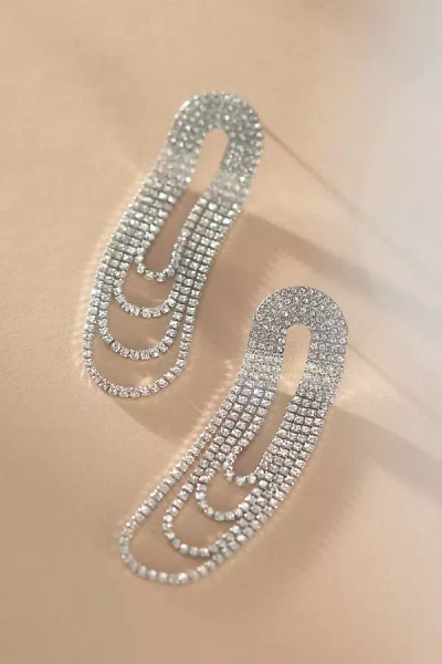 Shashi Rhinestone Drop Earrings In Silver
