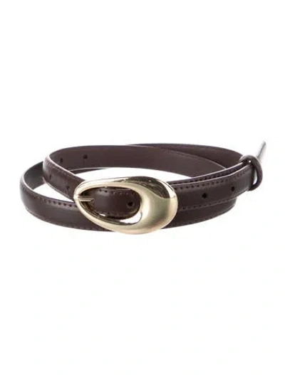 Pre-owned Shashi Skinny Leather Waist Belt In Brown