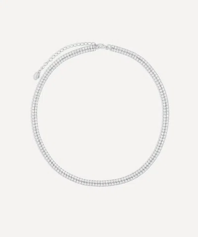 Shashi Sterling Silver Diamond Two Row Tennis Necklace