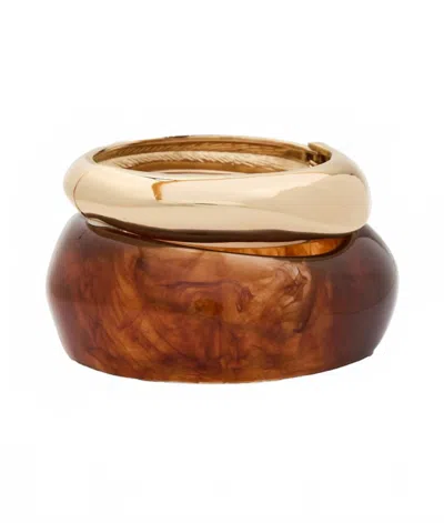 Shashi Tortoise Bangle Bracelet Set In Brown/gold In Multi