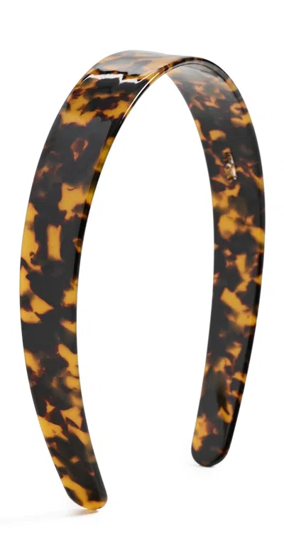 Shashi Tortoise Headband Dark Tortoise In Brown