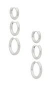 Shashi Triples Hoop Set Of 3 In Silver