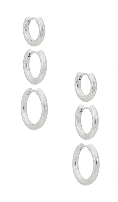 Shashi Triples Hoop Set Of 3 In Silver