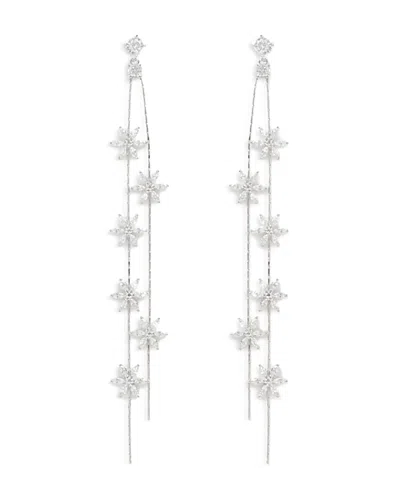 Shashi Whisper Cubic Zirconia Flower Linear Drop Earrings In Silver
