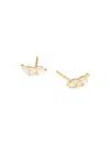 SHASHI WOMEN'S BABY ISABELLA 14K GOLDPLATED STERLING SILVER & EMERALD STUD EARRINGS