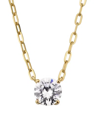 Shashi Women's Caroline 14k-yellow-gold Vermeil & Cubic Zirconia Solitaire Pendant Necklace In Pattern