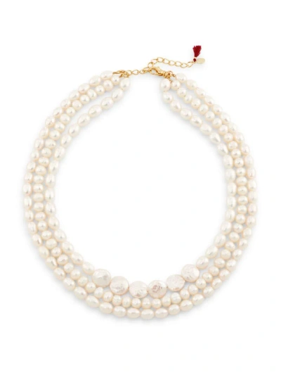 Shashi Women's Ciel 14k-yellow-gold Vermeil & Freshwater Pearl Layered Necklace