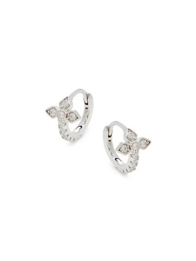 Shashi Women's Gia 14k Goldplated Sterling Silver & Cubic Zirconia Cross Huggie Earrings
