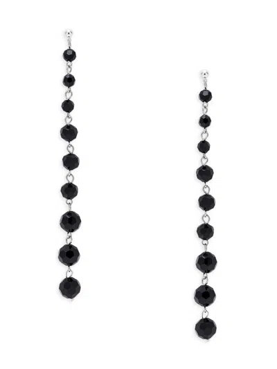 Shashi Women's Joselyn Silverplated & Black Crystal Bead Dangle Earrings
