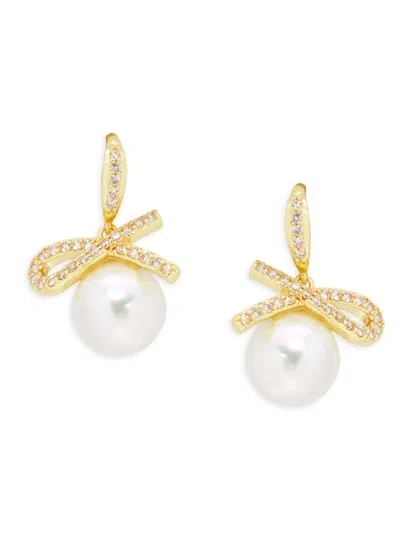 Shashi Women's La Perla 14k Goldplated, Faux Pearl & Cubic Zirconia Drop Earrings In Brass