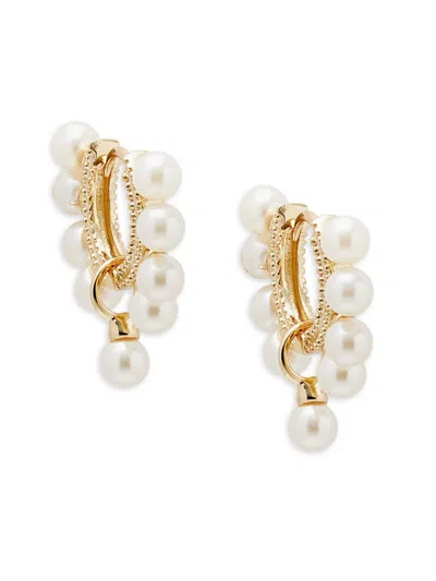 Shashi Women's Lola 18k Gold Vermeil & 3mm Freshwater Pearl Huggie Earrings In White