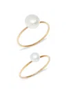 SHASHI WOMEN'S MARGAUX 2-PIECE 14K GOLDPLATED STERLING SILVER & 5MM FRESHWATER PEARL RING SET