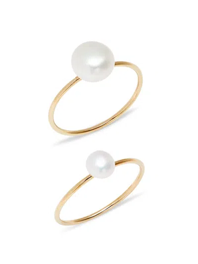 Shashi Women's Margaux 2-piece 14k Goldplated Sterling Silver & 5mm Freshwater Pearl Ring Set