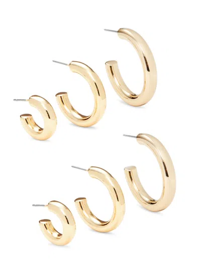 Shashi Women's Set Of 3 14k Goldplated Brass Tube Hoop Earrings