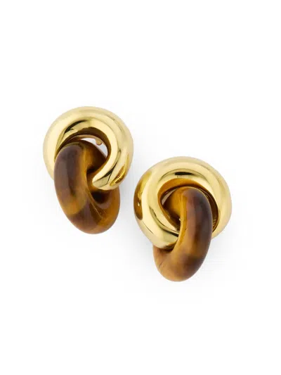 Shashi Women's Super Nova 14k-gold-plated & Tiger's Eye Stud Earrings In Pattern