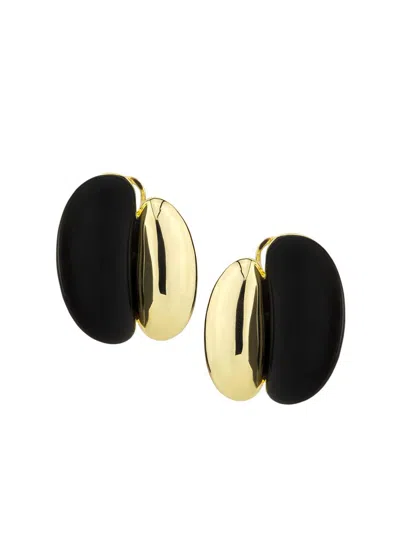 Shashi Women's Una 14k-gold-plated & Onyx Stud Earrings In Black