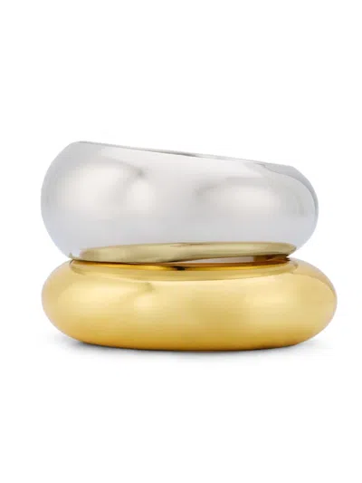 Shashi Women's Wayne 2-piece 14k Gold-plated Two-tone Bangle Bracelet Set