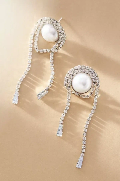 Shashi Wren Pearl Drape Earrings In Silver