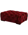 Shatana Home Jasper Rectangular Velvet Ottoman In Burgundy
