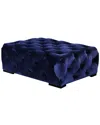 Shatana Home Jasper Rectangular Velvet Ottoman In Navy