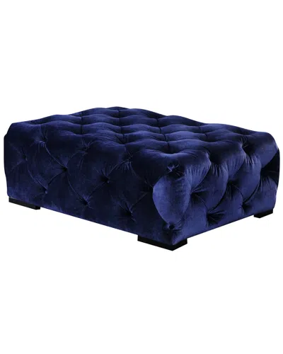 Shatana Home Jasper Rectangular Velvet Ottoman In Navy