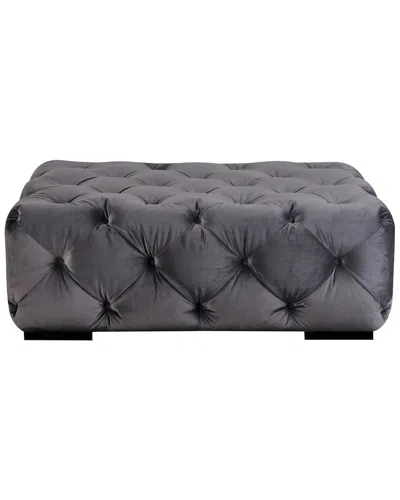 Shatana Home Jasper Rectangular Velvet Ottoman In Silver