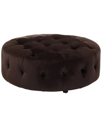 Shatana Home Jasper Small Round Velvet Ottoman In Brown
