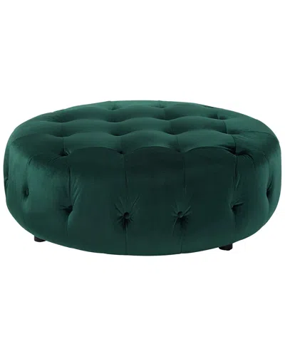 Shatana Home Jasper Small Round Velvet Ottoman In Green