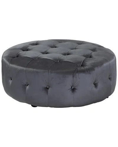 Shatana Home Jasper Small Round Velvet Ottoman In Silver
