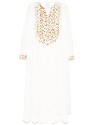 Shatha Essa Crystal Embellished Dress In 中性色