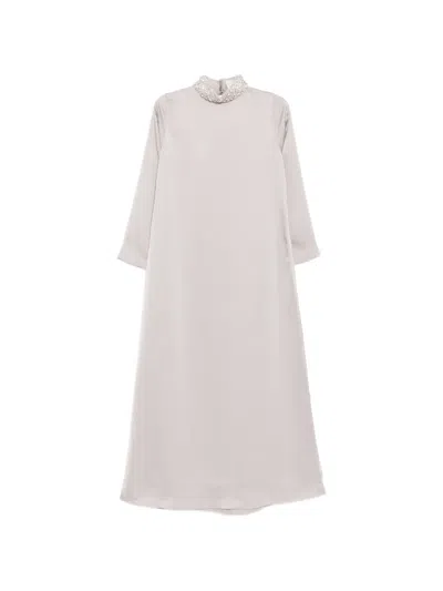 Shatha Essa Crystal-embellished Maxi Dress In Gray