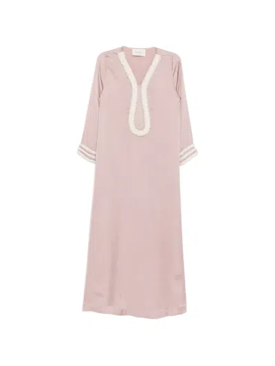 Shatha Essa Crystal-embellished Maxi Dress In Pink