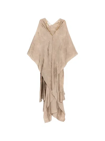 Shatha Essa Draped Maxi Dress In Neutral