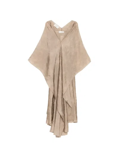 Shatha Essa Draped Maxi Dress In Neutral