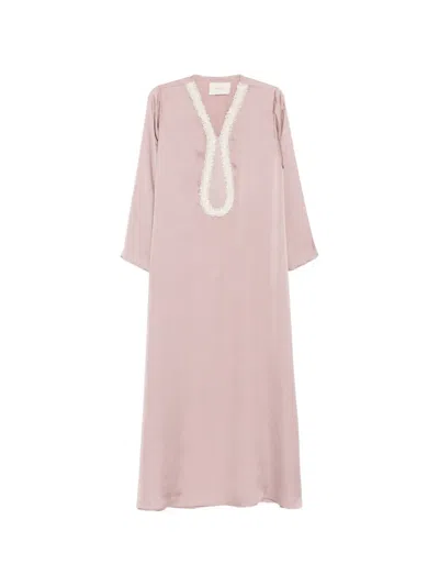 Shatha Essa Embellished Neck Cut-out Dress In Pink