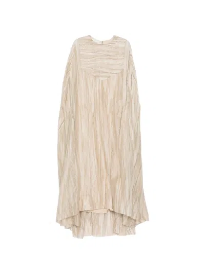 Shatha Essa Embroidered Crew Neck Caftan In Nude