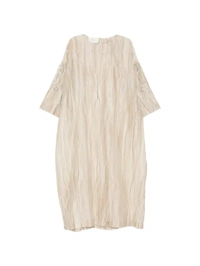 Shatha Essa Floral Embroidered Dress In Neutral