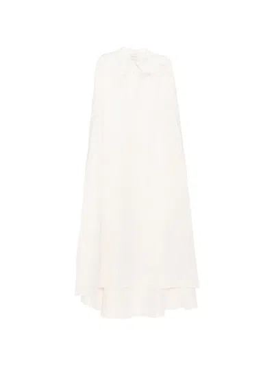 Shatha Essa Floral-embroidered Maxi Dress In Neutral