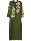Shatha Essa Floral Moroccan Embroidered Dress In 绿色