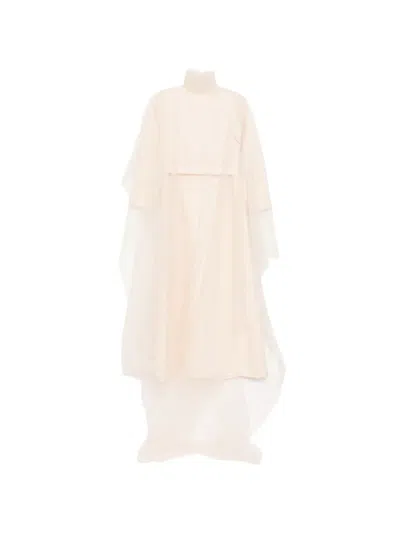 Shatha Essa Gathered Neck Tulle Dress In Neutral