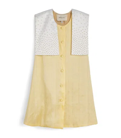 Shatha Essa Kids' Silk Embroidered Dress (2-14 Years) In Yellow