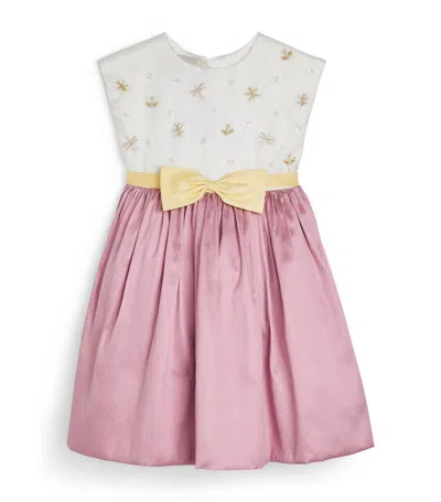 Shatha Essa Kids' Silk Organza Embroidered Dress (2-14 Years) In Pink