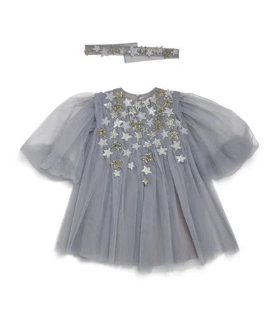 Shatha Essa Kids' Tulle Star-embellished Dress (2-14 Years) In Grey