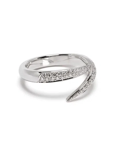 Shaun Leane 18kt White Gold Diamond Single Interlock Ring In Silver